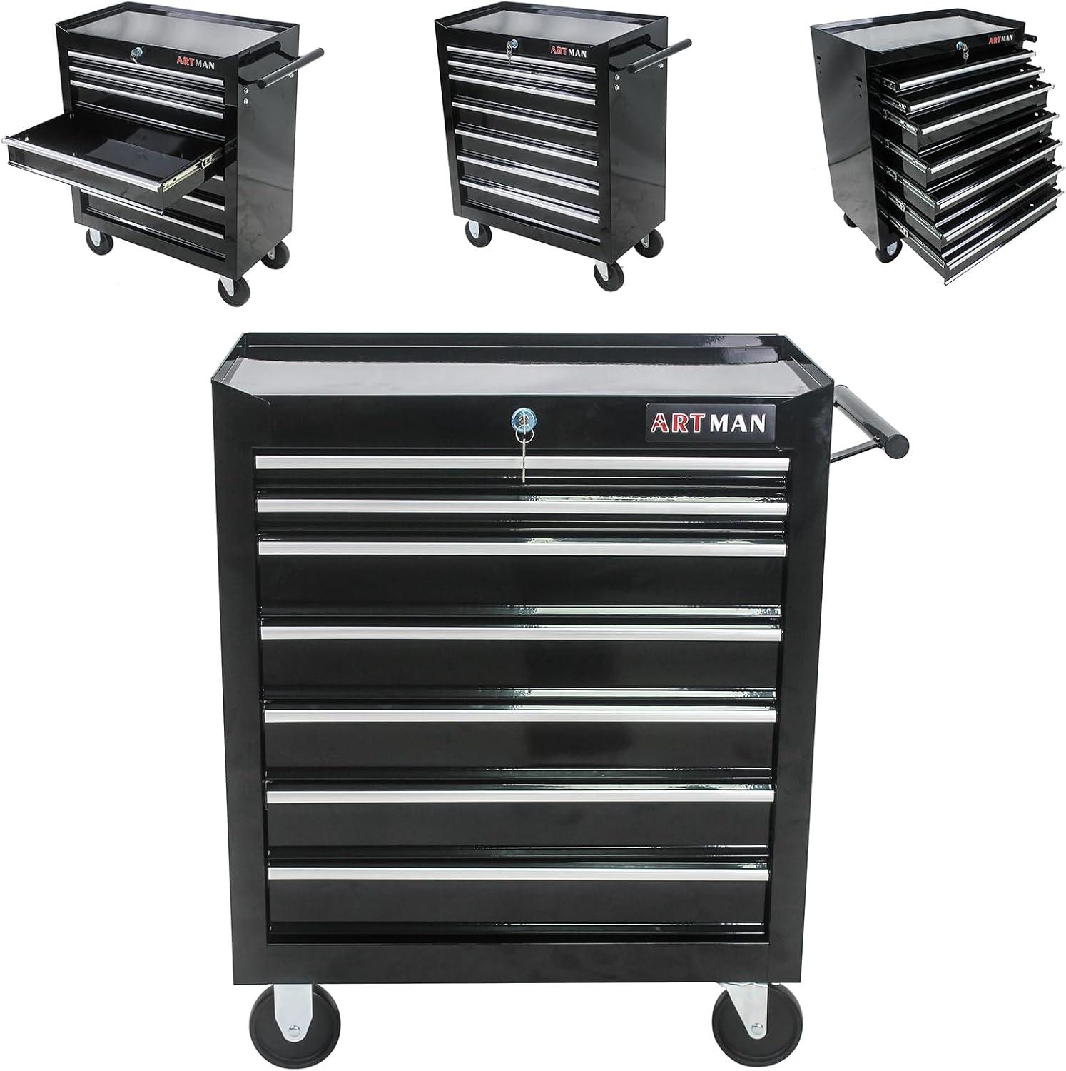 Rolling Tool Chest with 7-Drawer Tool Box with Wheels Multifunctional Tool Cart Mechanic Tool Storage Cabinet for Garage