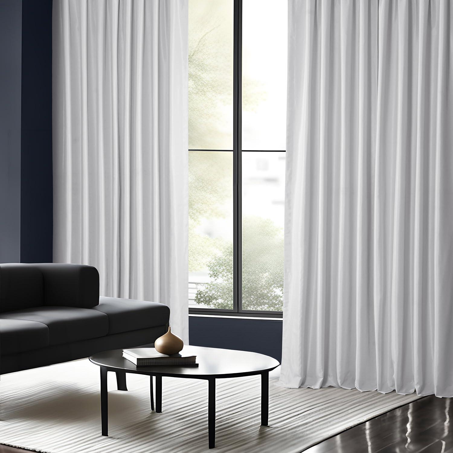 Exclusive Fabrics Ex. Cortina de Seda Sintética con Textura Fruncida (1 Panel) Hielo 50 X 108 108 Pulgadas