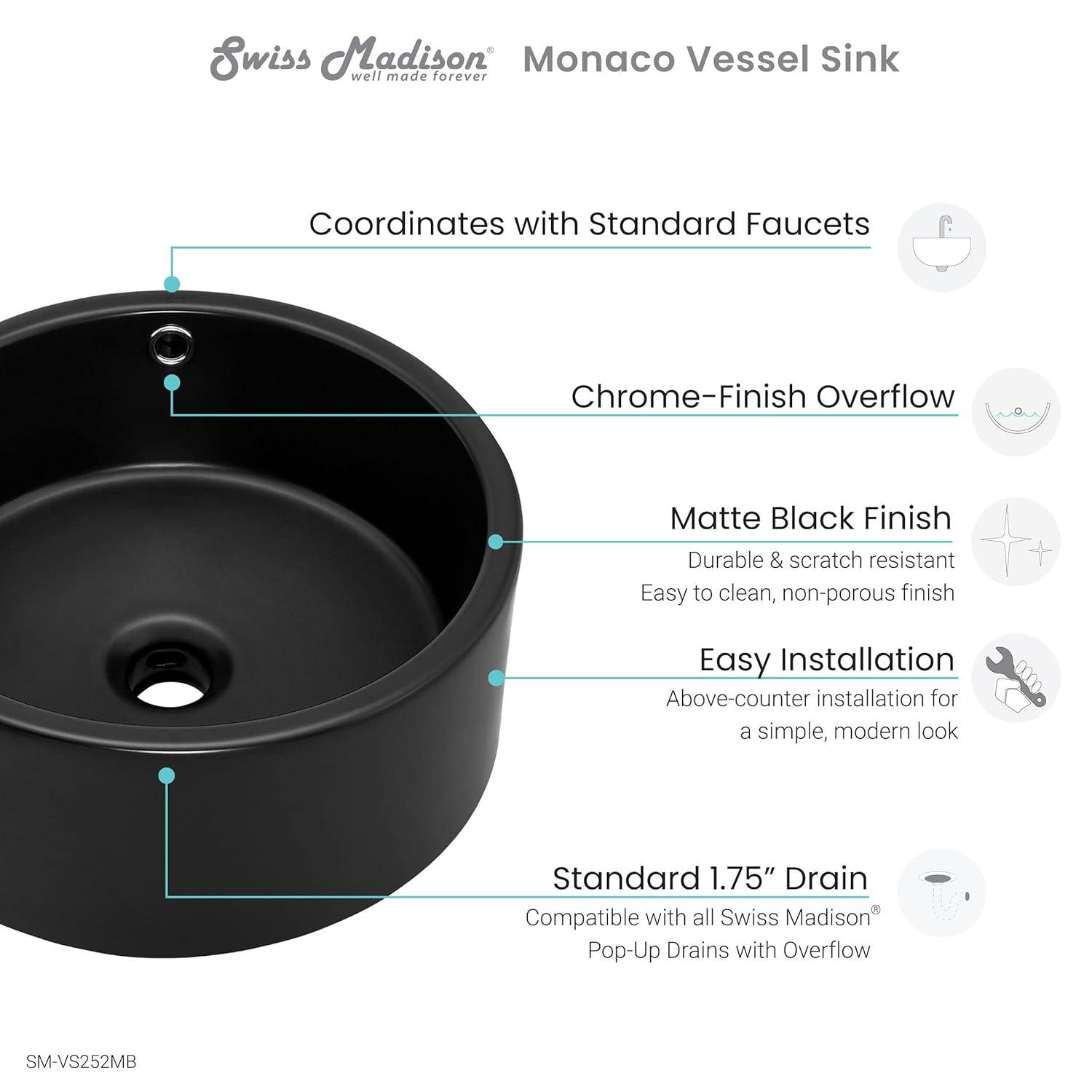 Monaco Round Ceramic Bathroom Vessel Sink
