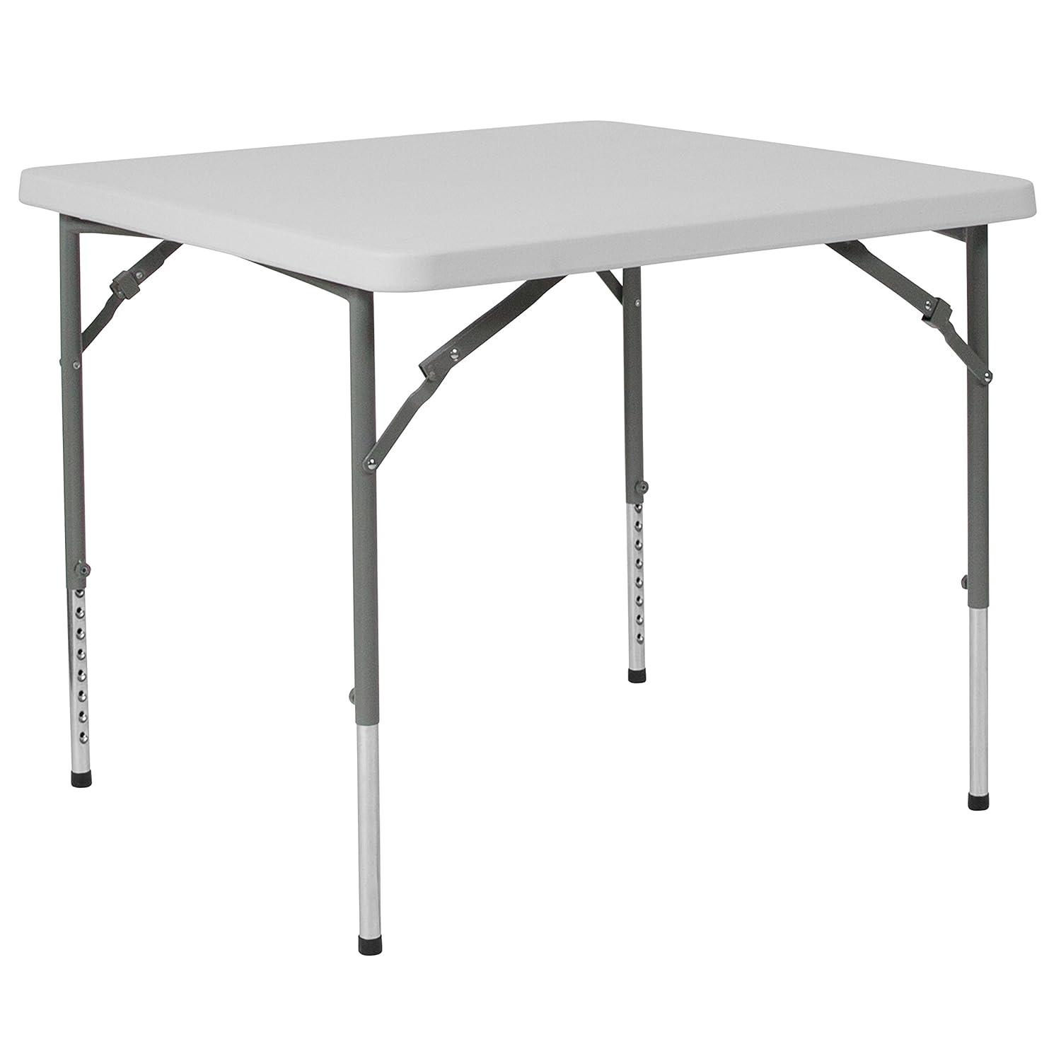 Flash Furniture Parker 2.79-Foot Square Height Adjustable Plastic Folding Table