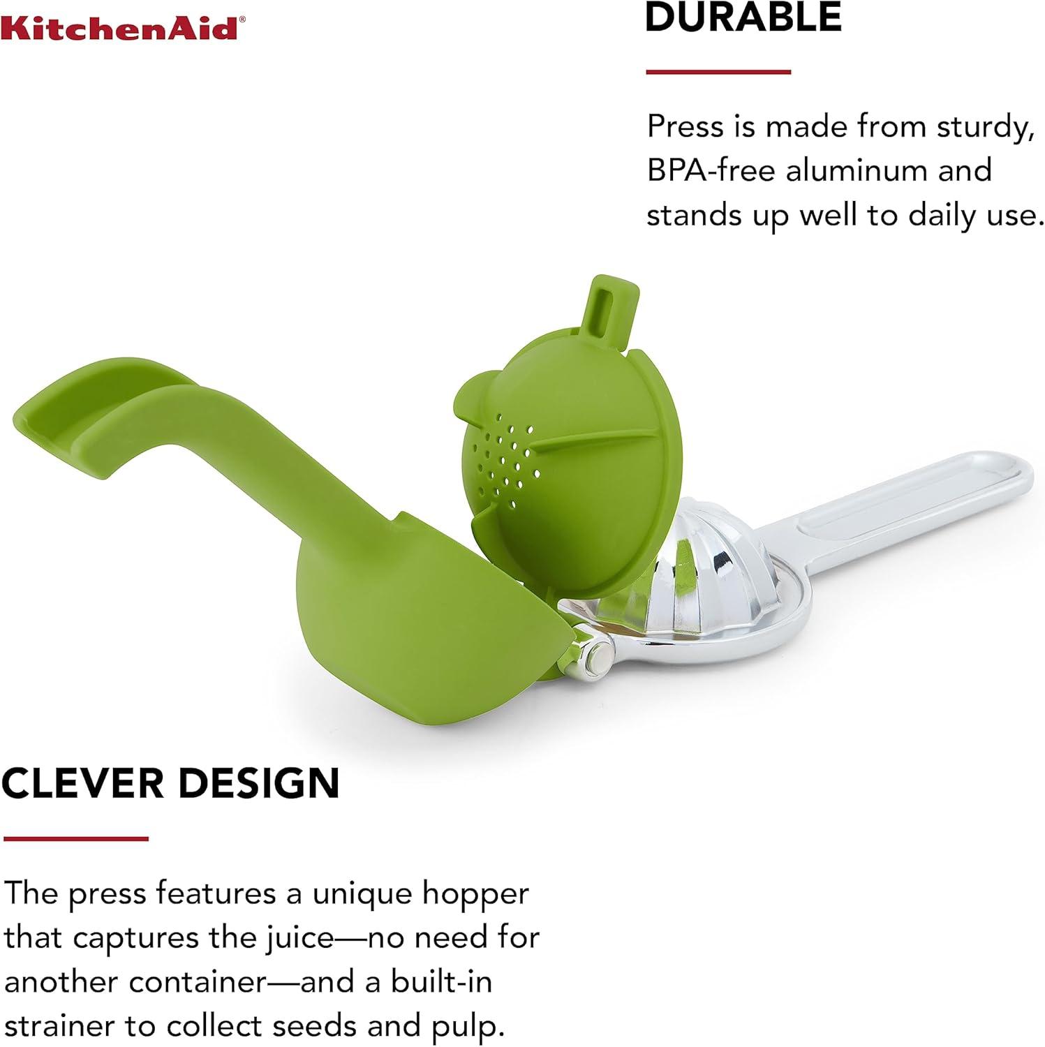 Green Aluminum Citrus Juice Press with Seed Catcher