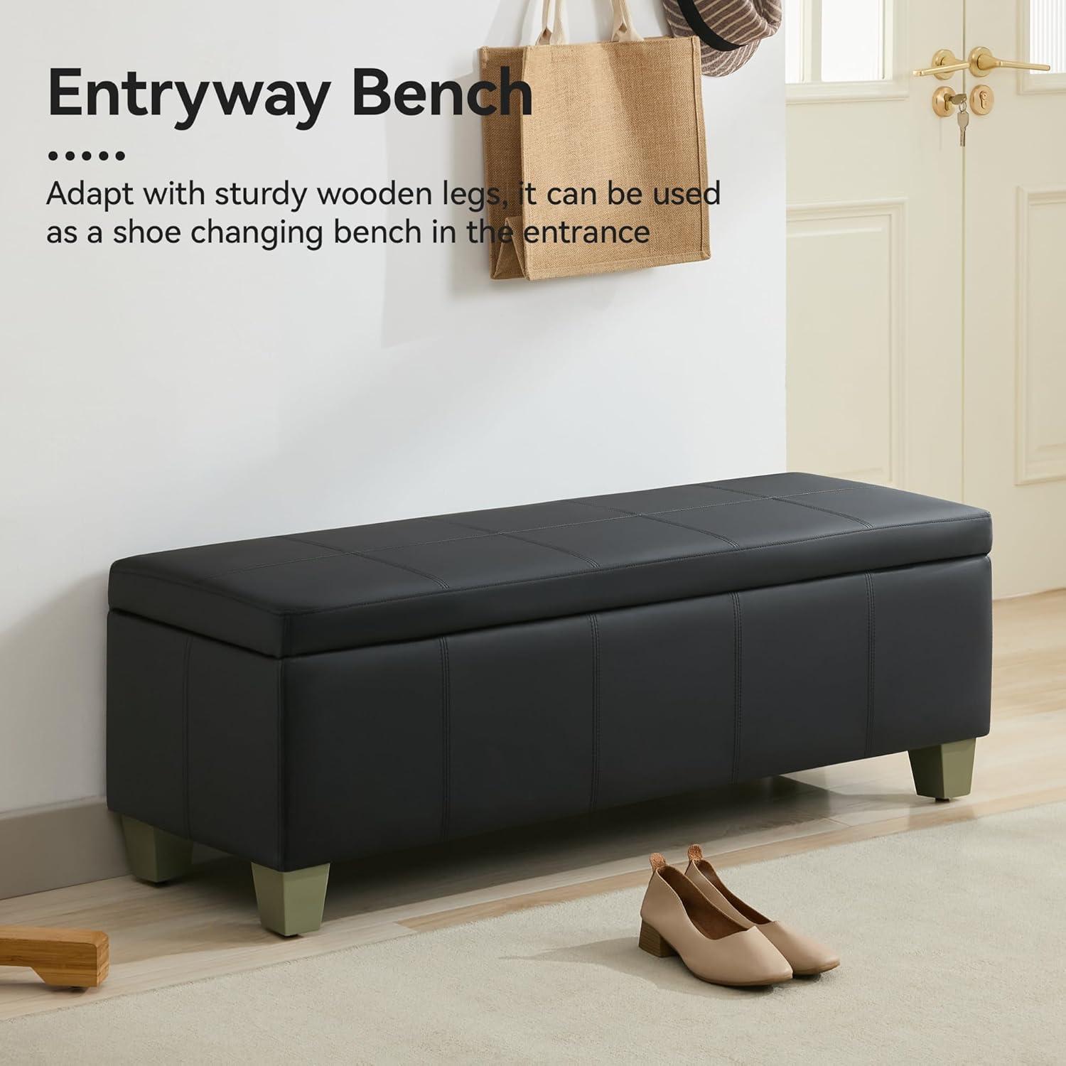 Ebern Designs Faux Leather Upholstered Storage Bench | Wayfair