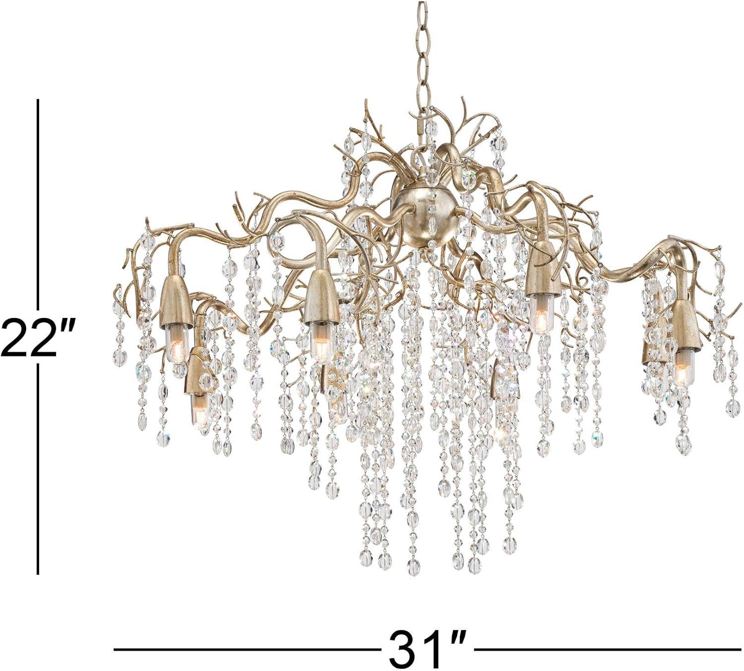 Possini Euro Design Branches Champagne Silver Chandelier 31" Wide Modern Clear Crystal 8-Light Fixture for Dining Room House Kitchen Island Entryway