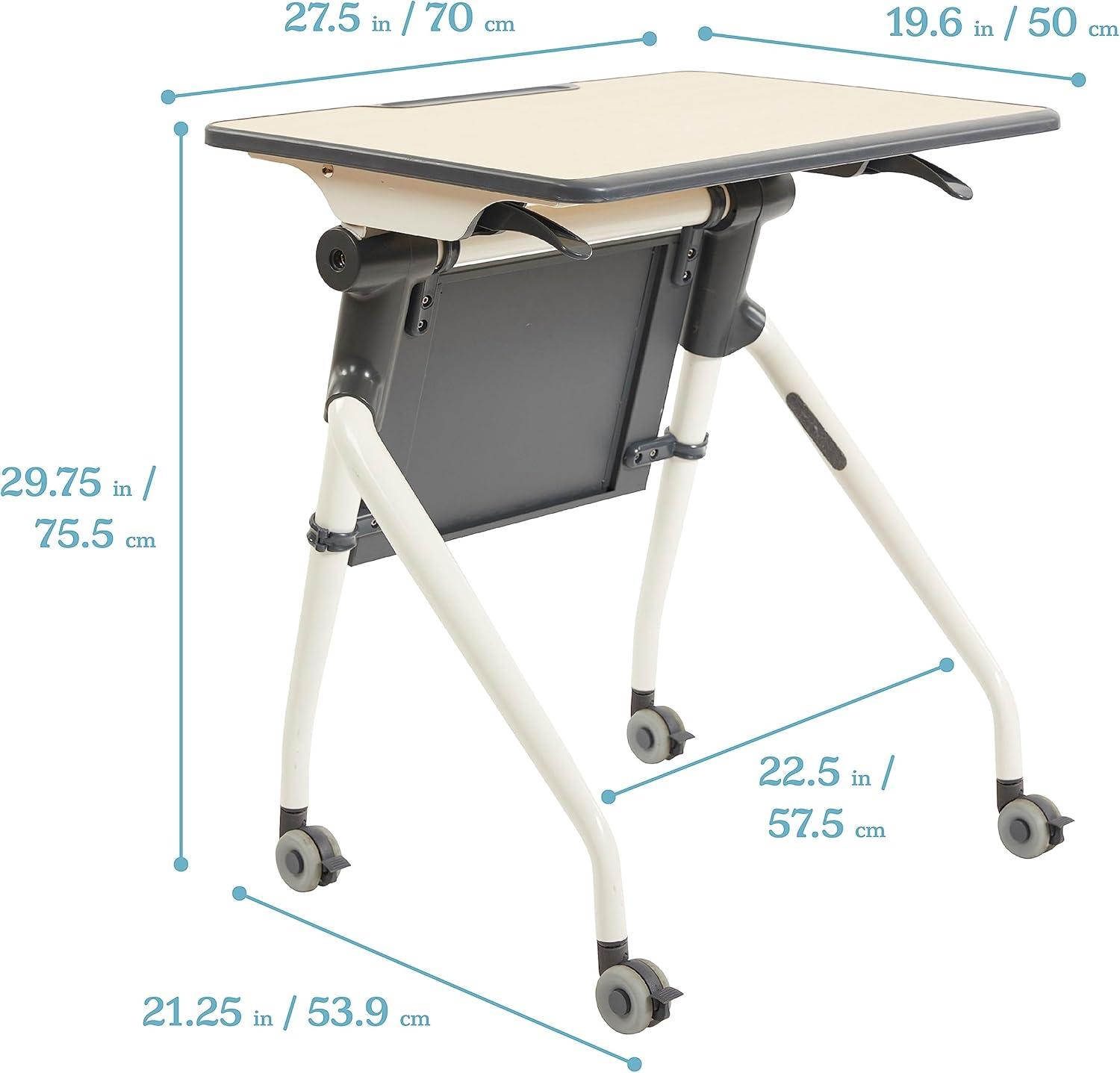 ECR4Kids ECR4Kids Nesting Student Desk, Portable Table, Maple/Grey