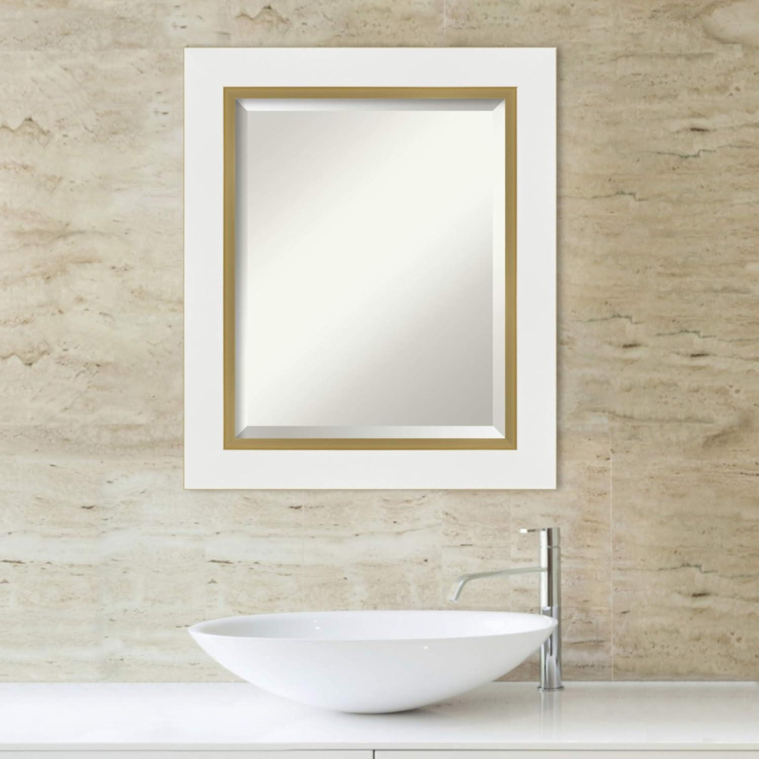 Amanti Art Eva White Gold Framed Wall Mirror - 21.25 x 25.25 in