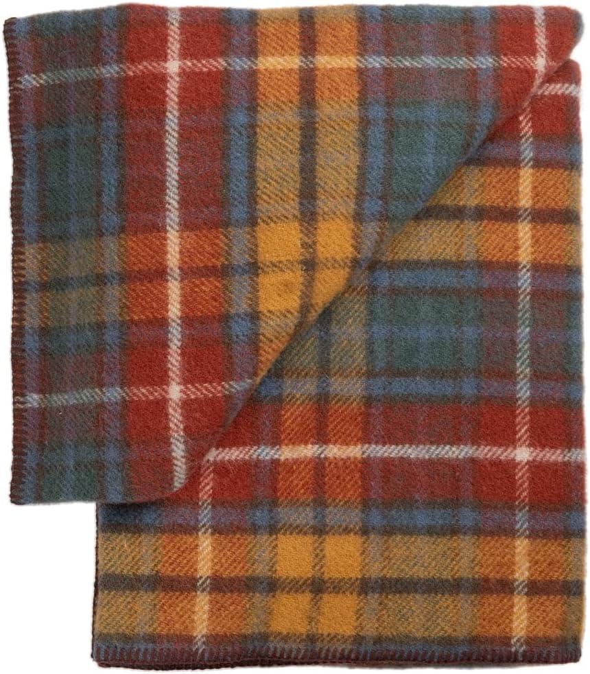 Extra-Large Antique Dress Stewart Wool Tartan Throw Blanket