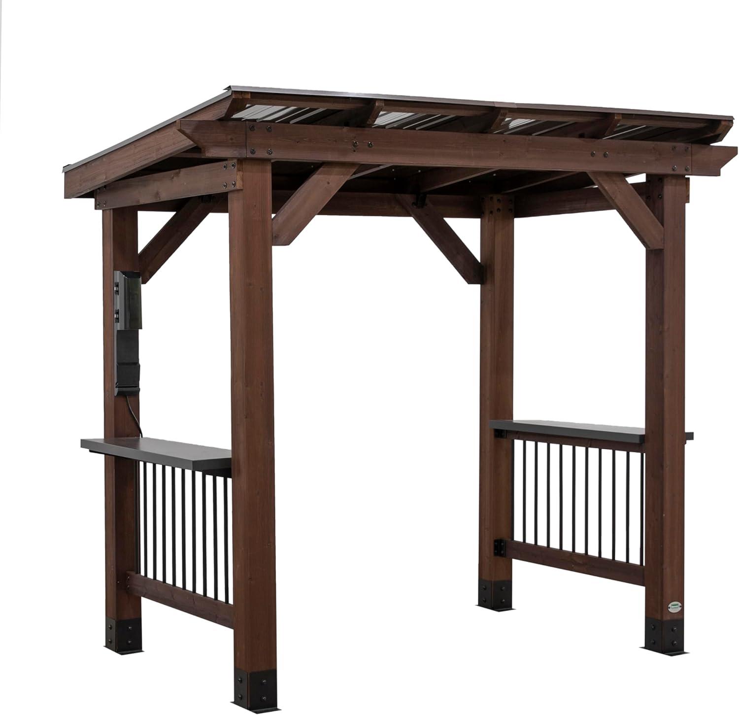 Walnut Cedar Grill Gazebo with Insulated Steel Roof