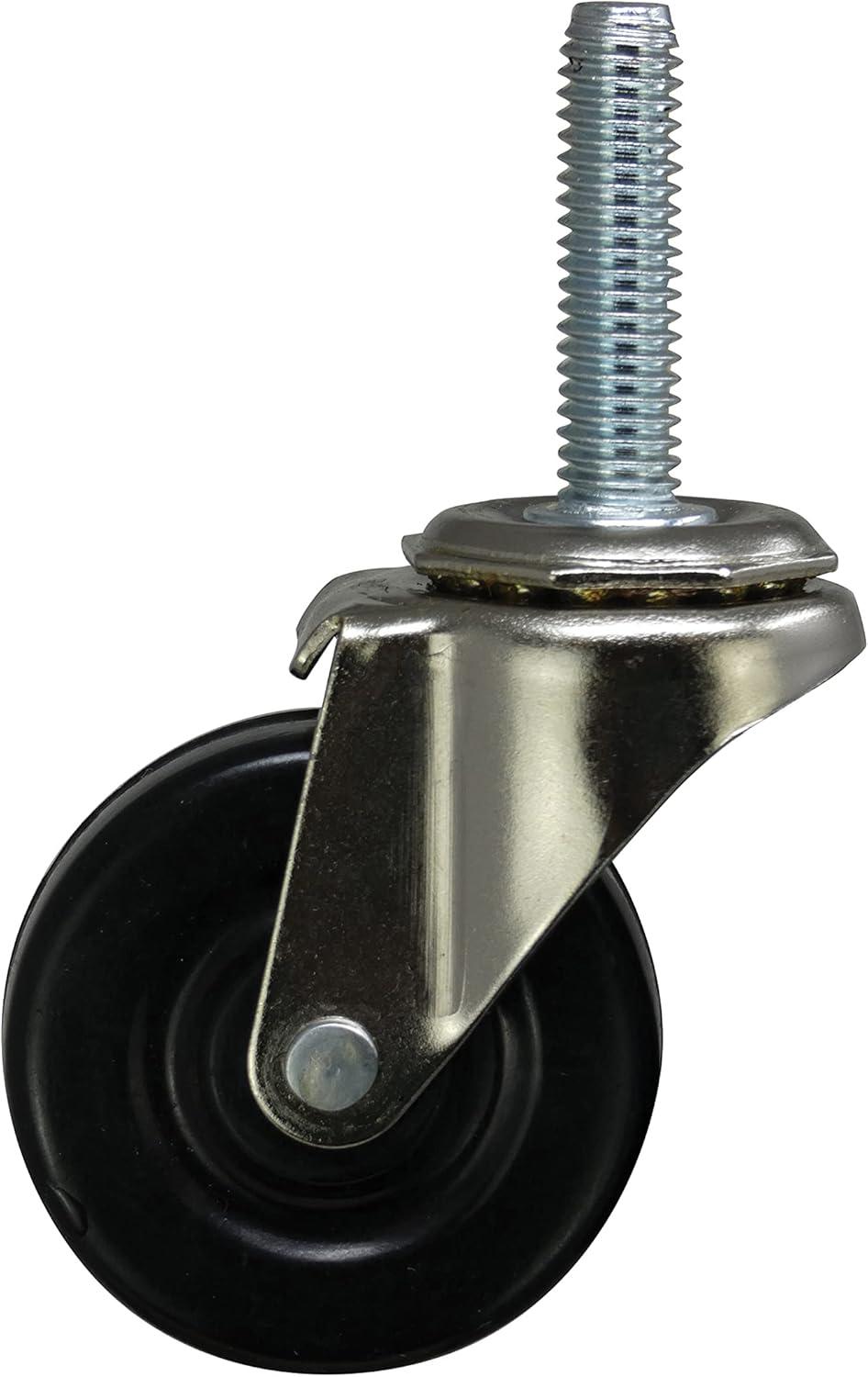 2-Inch Black Rubber Swivel Stem Caster with Ball Bearing