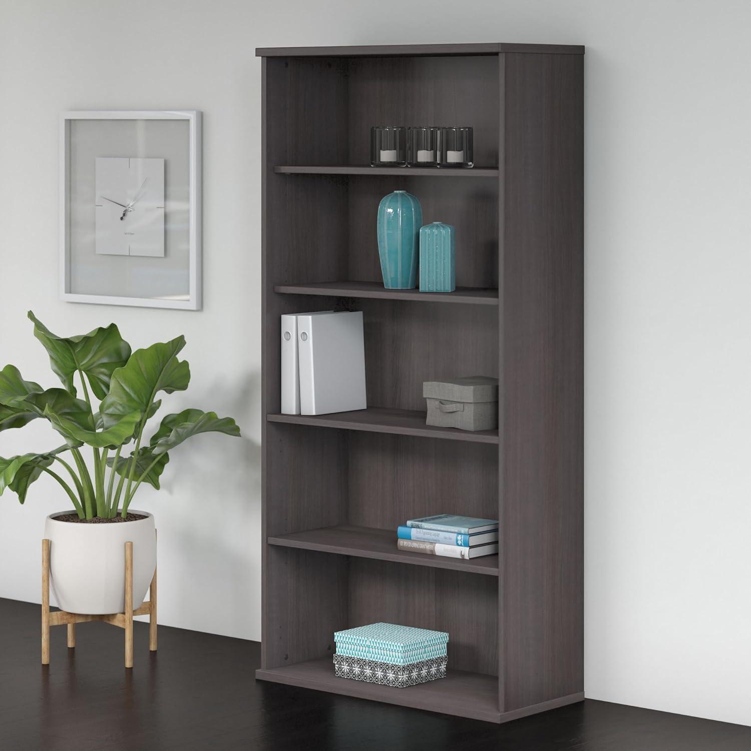 Studio C 5 Shelf Bookcase in Storm Gray - Engineered Wood