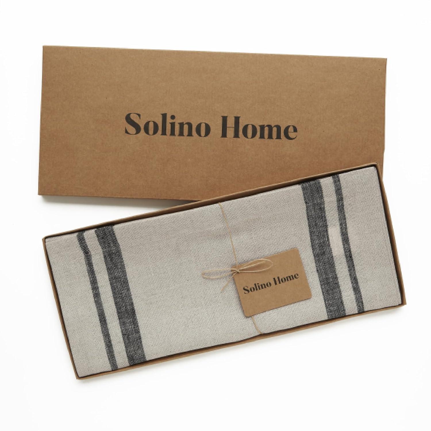 Solino Home French Stripe - 100% Pure Linen Table Runner