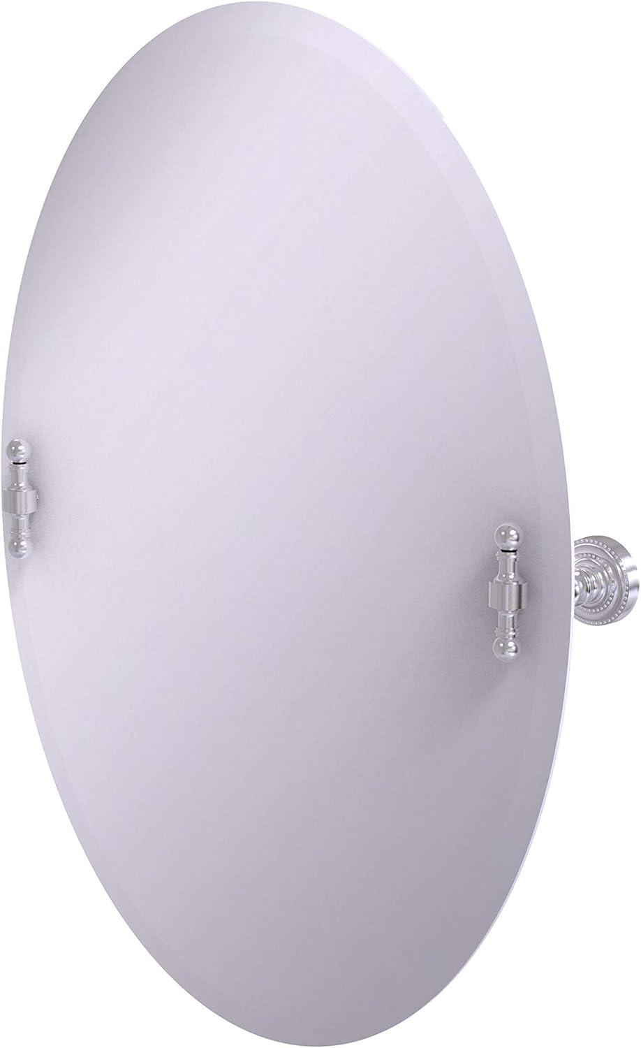Allied Brass RD-91 Frameless Oval Tilt Beveled Edge Wall Mirror, Satin Chrome