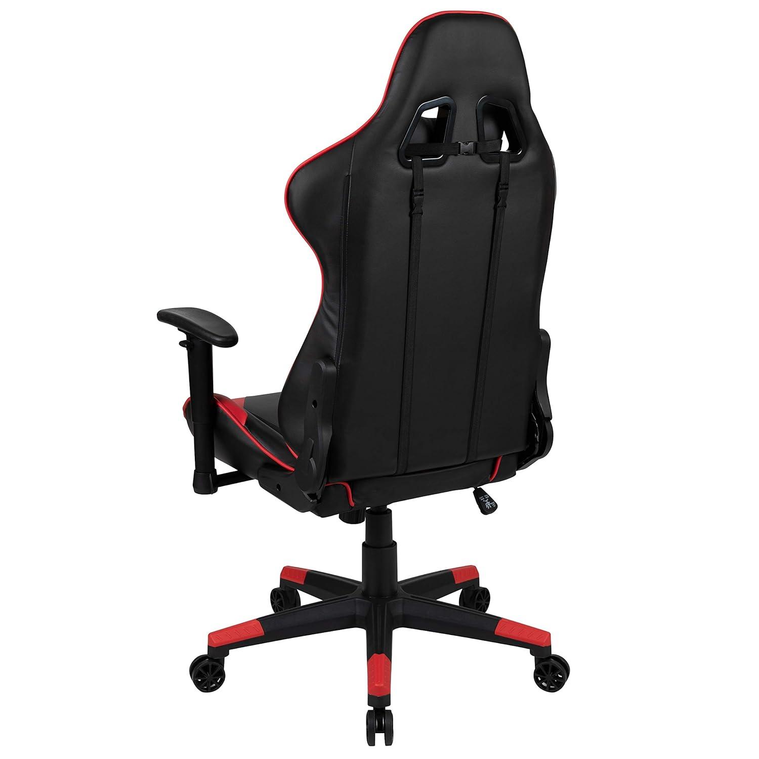 Flash Furniture X20 Gaming Chair Racing Office Ergonomic Computer PC Adjustable Swivel Chair with Fully Reclining Back in Red LeatherSoft