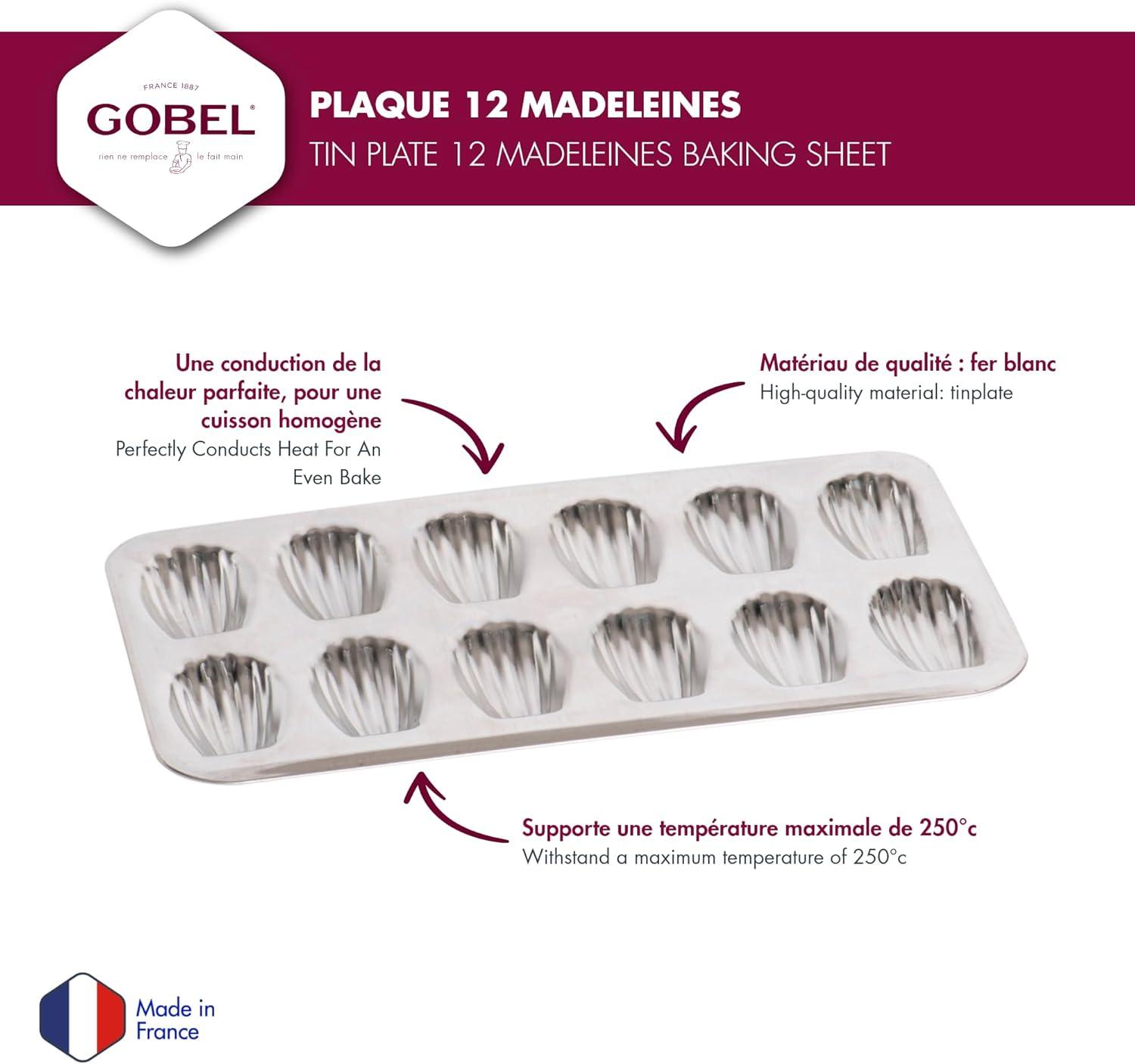 Gobel 12 Count Heavy Tinned Steel Madeleine Sheet Pan, Made in France
