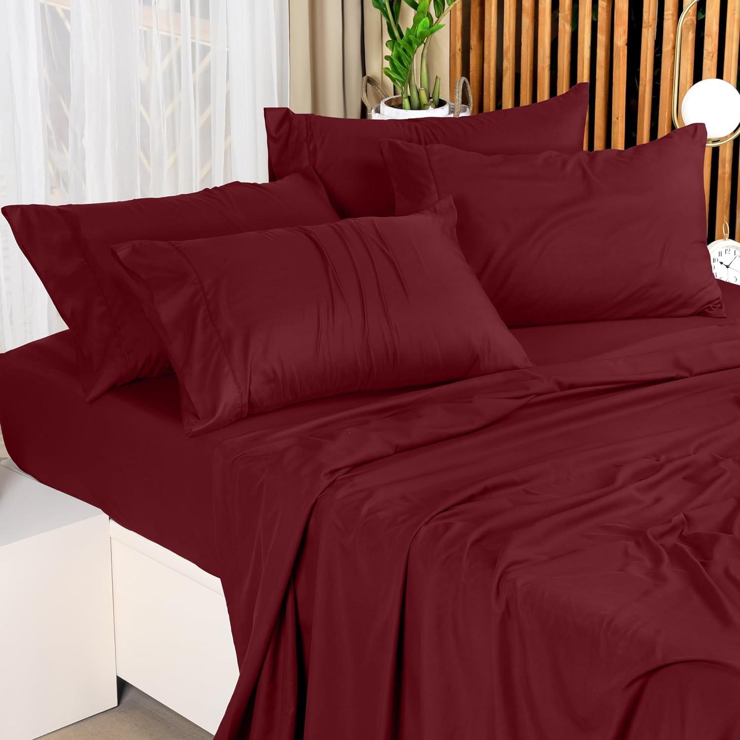 King Burgundy Brushed Microfiber 4-Piece Bedding Set