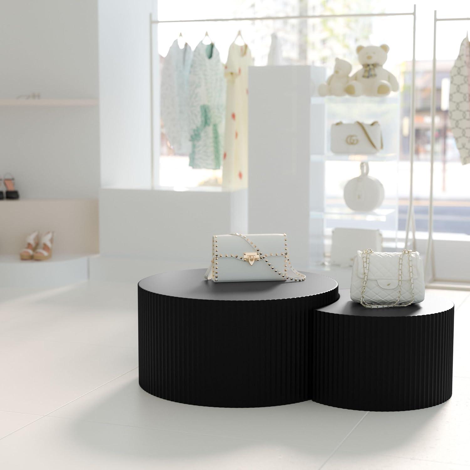 Williamspace Nesting Coffee Table Set, Modern Luxury, 2 Pieces, Black