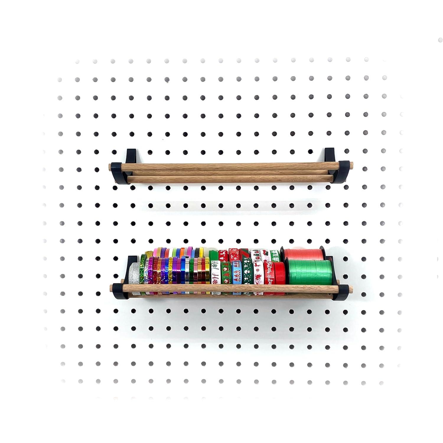 Peggy Pegboard Work Station Organizer – Hooks & Dowels for Tape, Ribbon, Wire, Crafts, Wine Rack Black 1PK