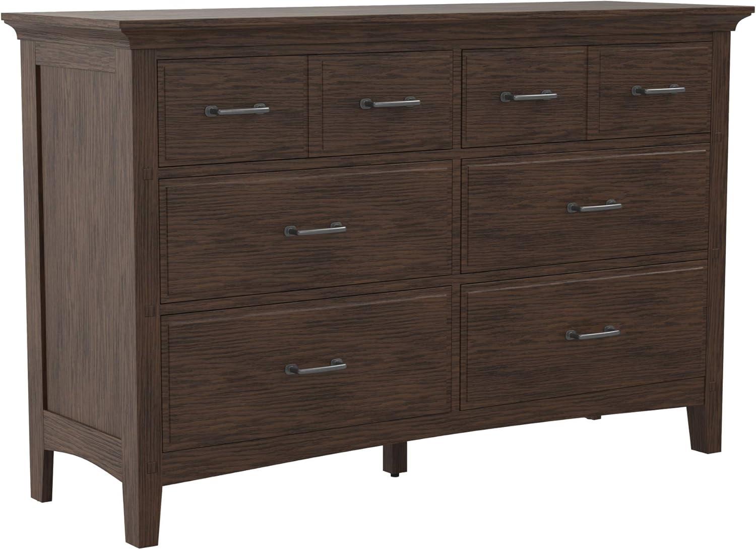 OSP Home Furnishings Modern Mission Queen Bedroom Set with 2 Nightstands and 1 Dresser in Vintage Oak Finish 7/CTN