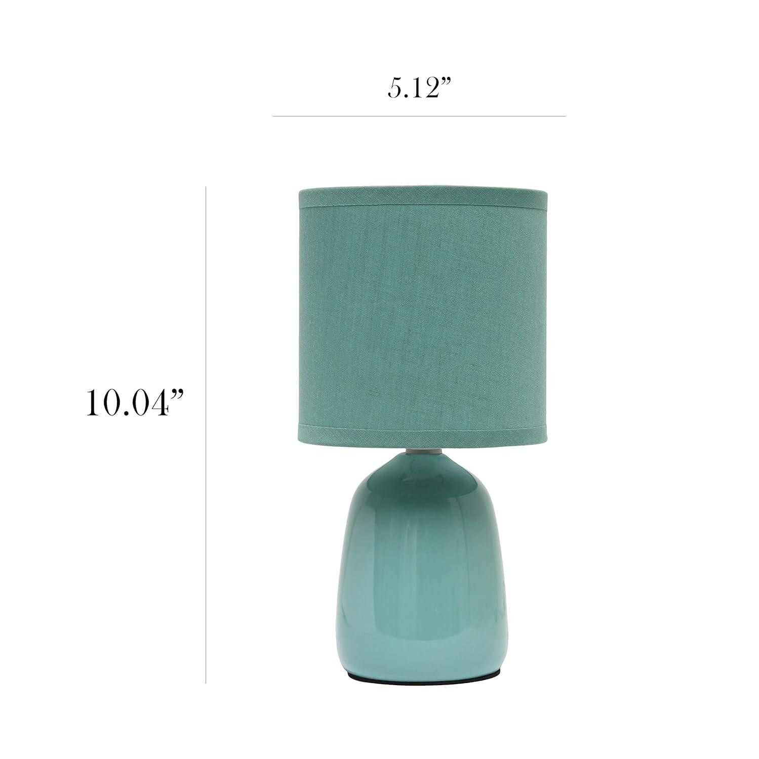 10.04" Traditional Ceramic Thimble Base Bedside Table Desk Lamp with Matching Fabric Shade Light Aqua Blue - Simple Designs: ETL Listed