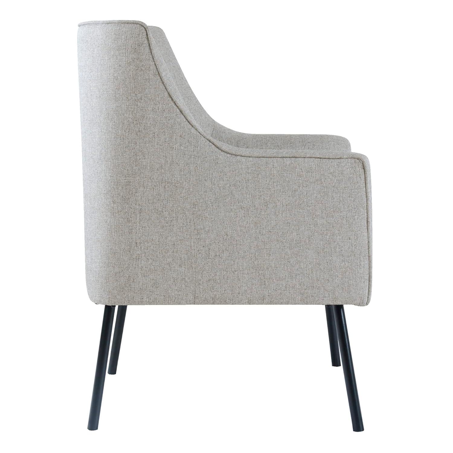 Modern Accent Chair Gray Woven - HomePop: Upholstered, Metal Legs, Matte Black Finish