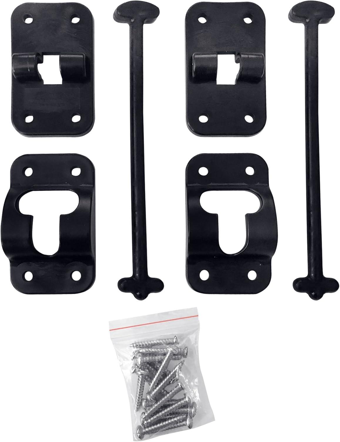 Plastic 6” T-Style Entry Door Catch Latch Holder for RV Camper Trailer Cargo Hatch Assembly Kit - (BLACK)  2 Pack