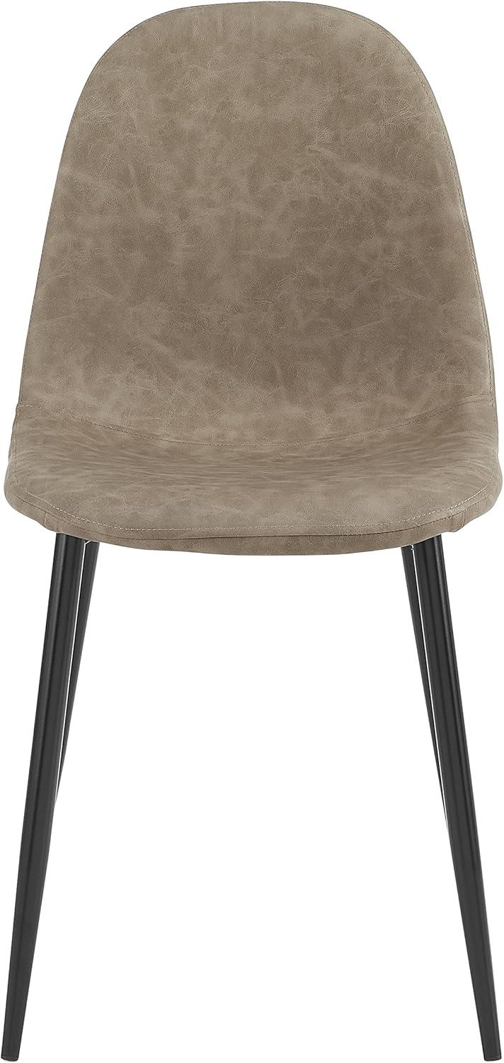 Modern Distressed Brown Faux Leather Upholstered Arm Chair with Metal Legs