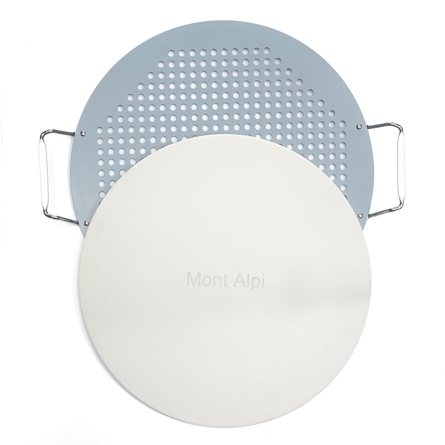 Mont Alpi Mont Alpi MAPK Universal Outdoor Grill Pizza Making Converter Kit - Pizza Stone Rest with Handles, 15" Pizza Stone, Stainless Steel Fold up Pizza Peel and Chicago Style Pizza Rocker Cutter Knife