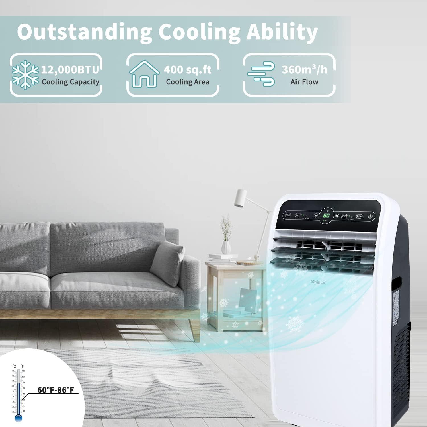 Shinco 12,000 BTU White Portable Air Conditioner with Remote