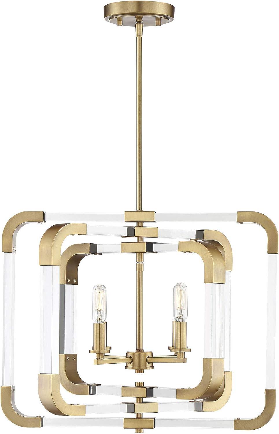 Savoy House Rotterdam 4 - Light Semi-Flush Mount in Warm Brass