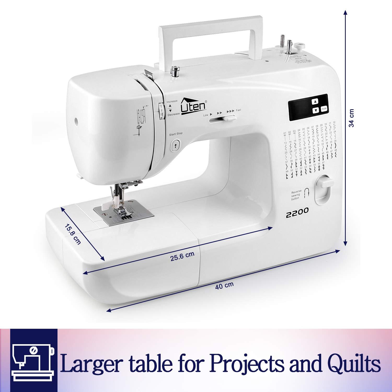Uten Portable White Computerized Quilting Sewing Machine