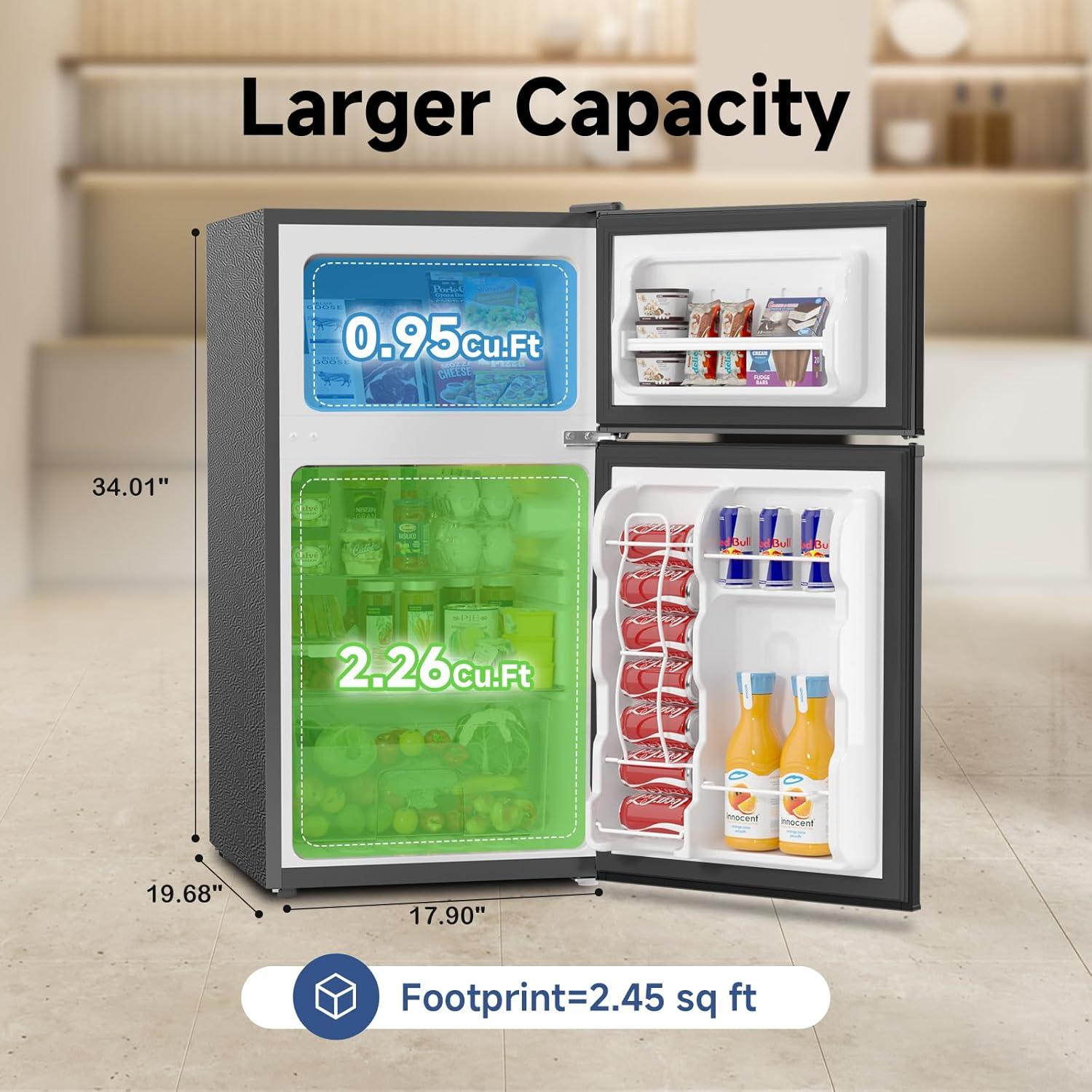 BANGSON BANGSON 3.2 CU.FT, 2 Door Small Refrigerator with Freezer US-BSR-201