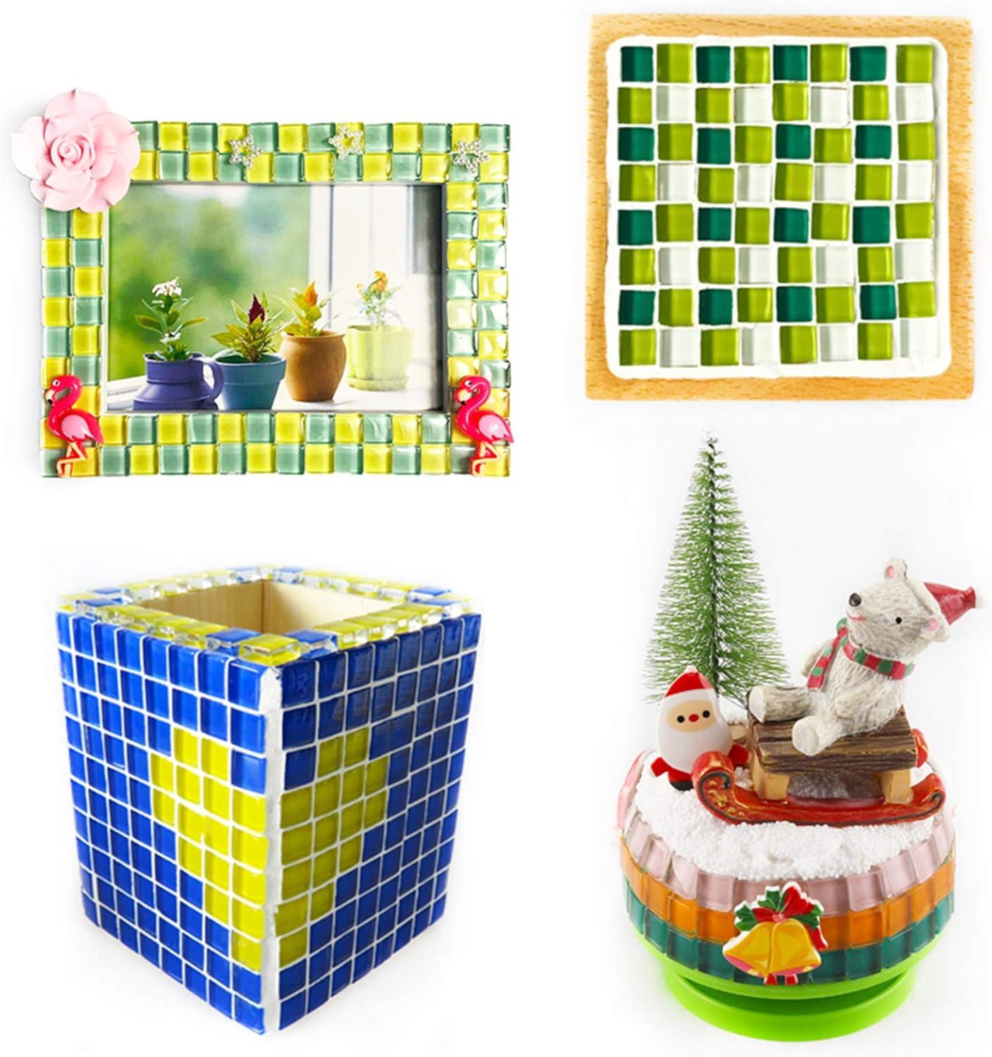 PINUO&KE 200 Pieces / 200 g Mosaic Tiles Square Shapes 0.4x0.4 inch Square Ceramic Mosaic Mosaic Glass Pieces for Home Decoration or DIY Crafts - Dark Grey