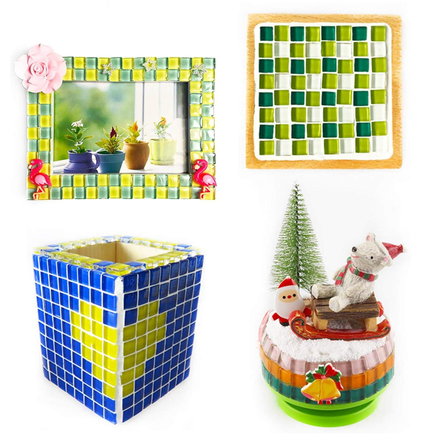 PINUO&KE 200 Pieces / 200 g Mosaic Tiles Square Shapes 0.4x0.4 inch Square Ceramic Mosaic Mosaic Glass Pieces for Home Decoration or DIY Crafts - Dark Grey