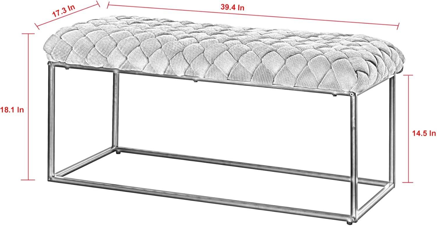 Loft Lyfe Lilah Black Velvet Bench - Upholstered, Hand Woven, Foam Filled