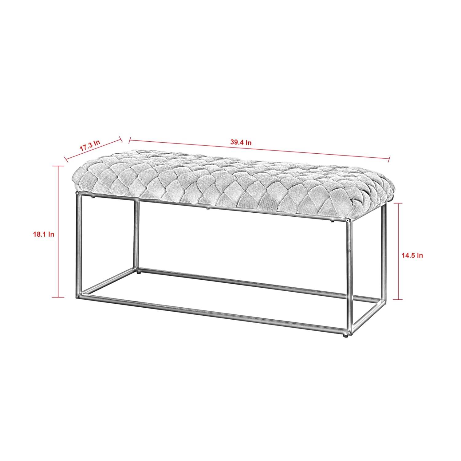 Loft Lyfe Lilah Black Velvet Bench - Upholstered, Hand Woven, Foam Filled