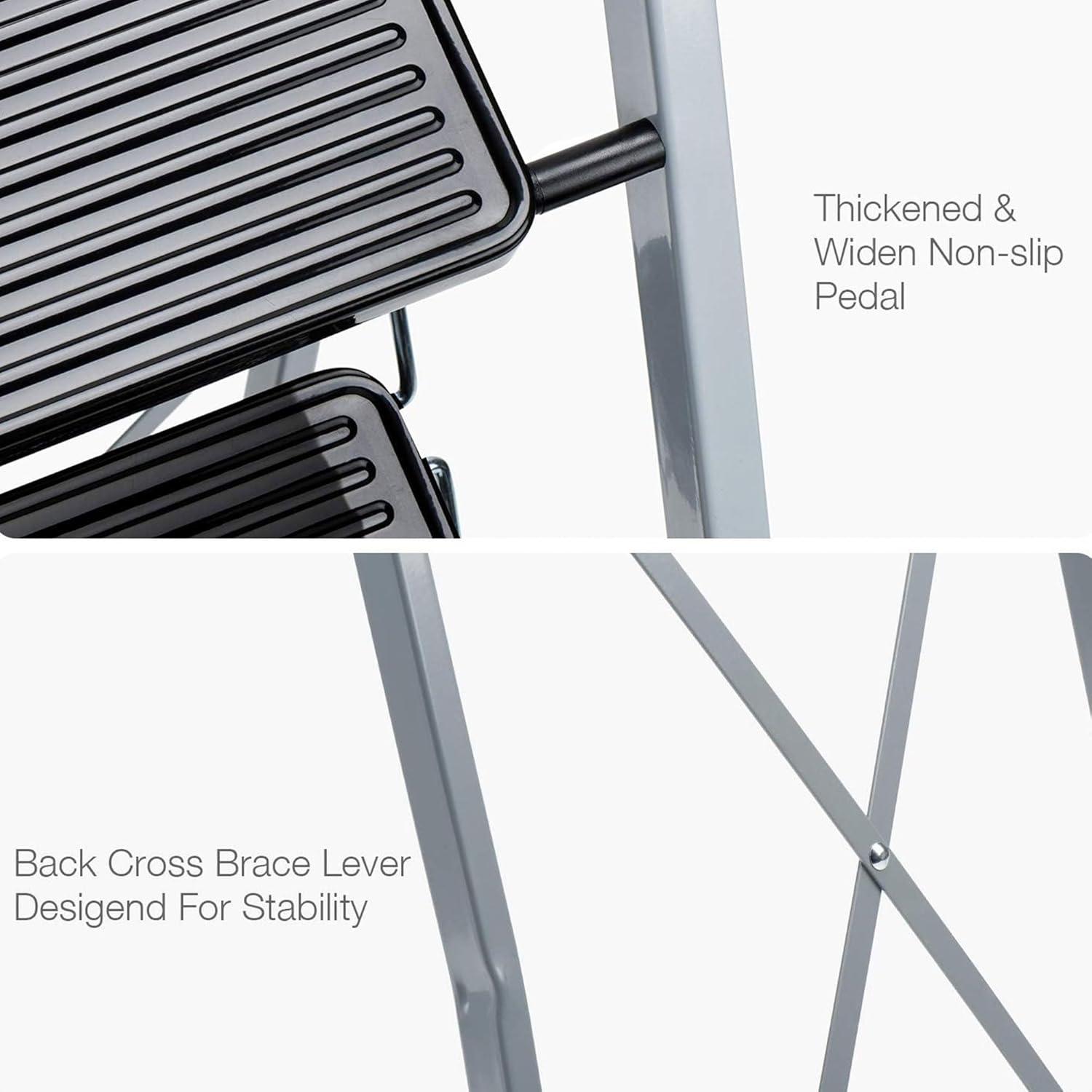 Delxo 3 - Step Steel Lightweight Folding Step Ladder