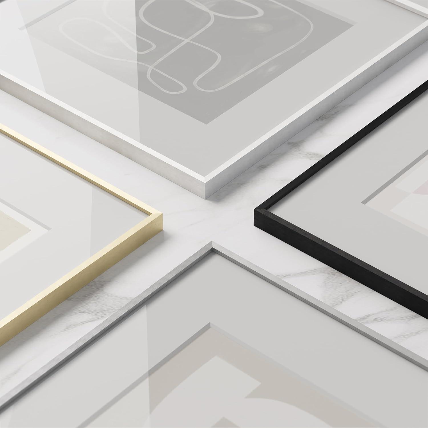 Haus and Hues Brushed Metal Single Picture Frame with Real Glass, Gray, 10x10