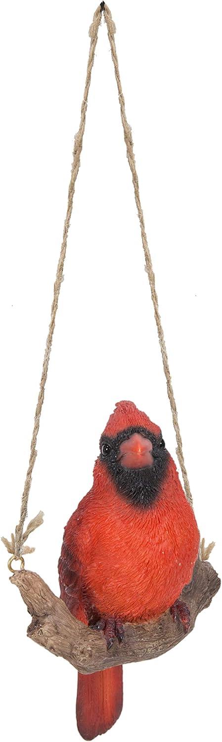 Red Hanging Cardinal on Branch Garden Figurine