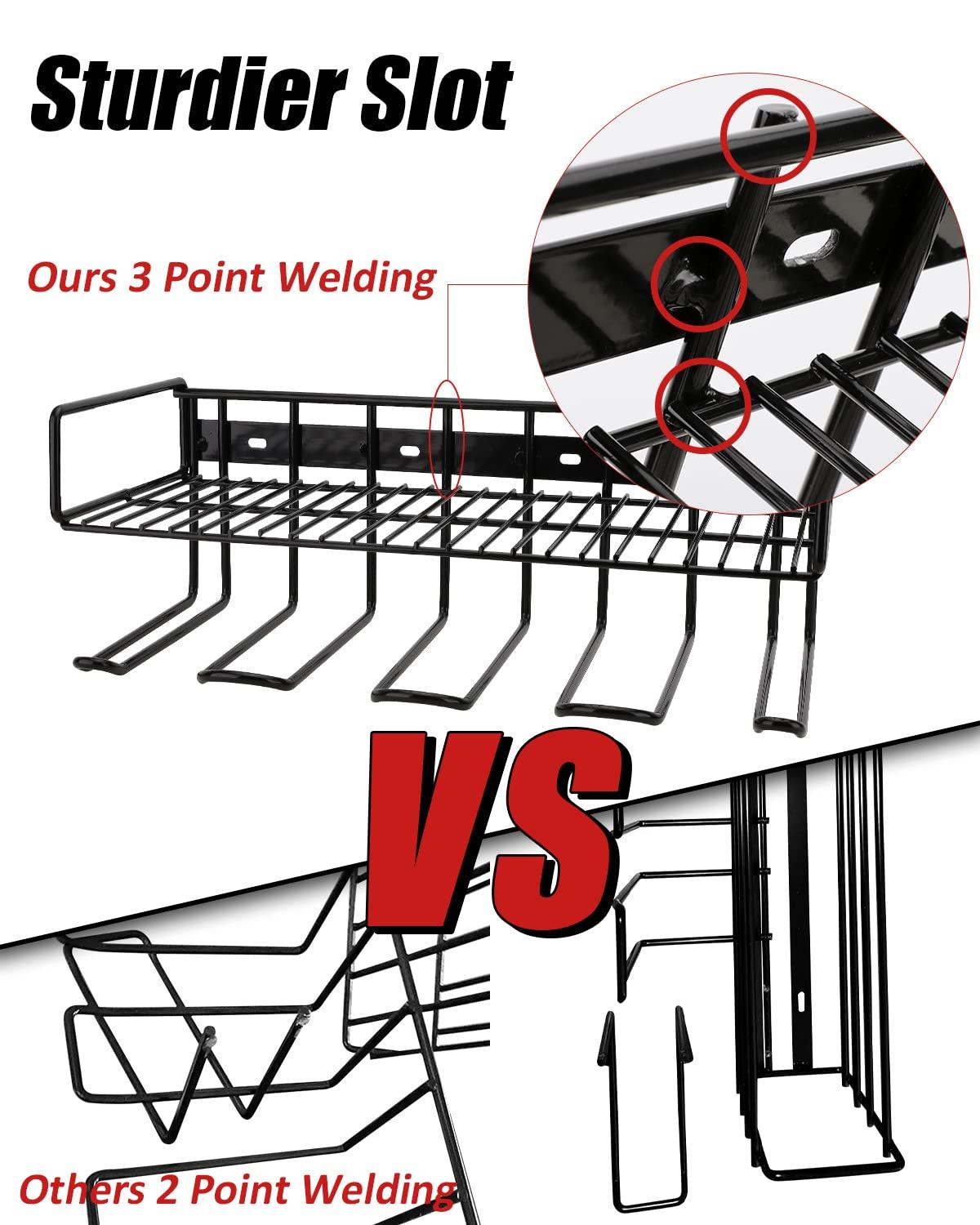 Heavy Duty Tool Organizer, 16"W x 7.48"H x 5.51"D, 4 Wall Mount Anchors, 3.95" Between Slots, Sturdy Steel Construction, Ideal for Power Tools
