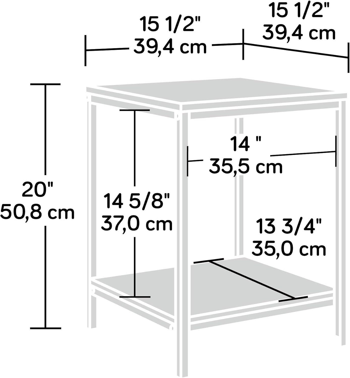 Smoked Oak and Black Metal Rectangular Side Table with Shelf