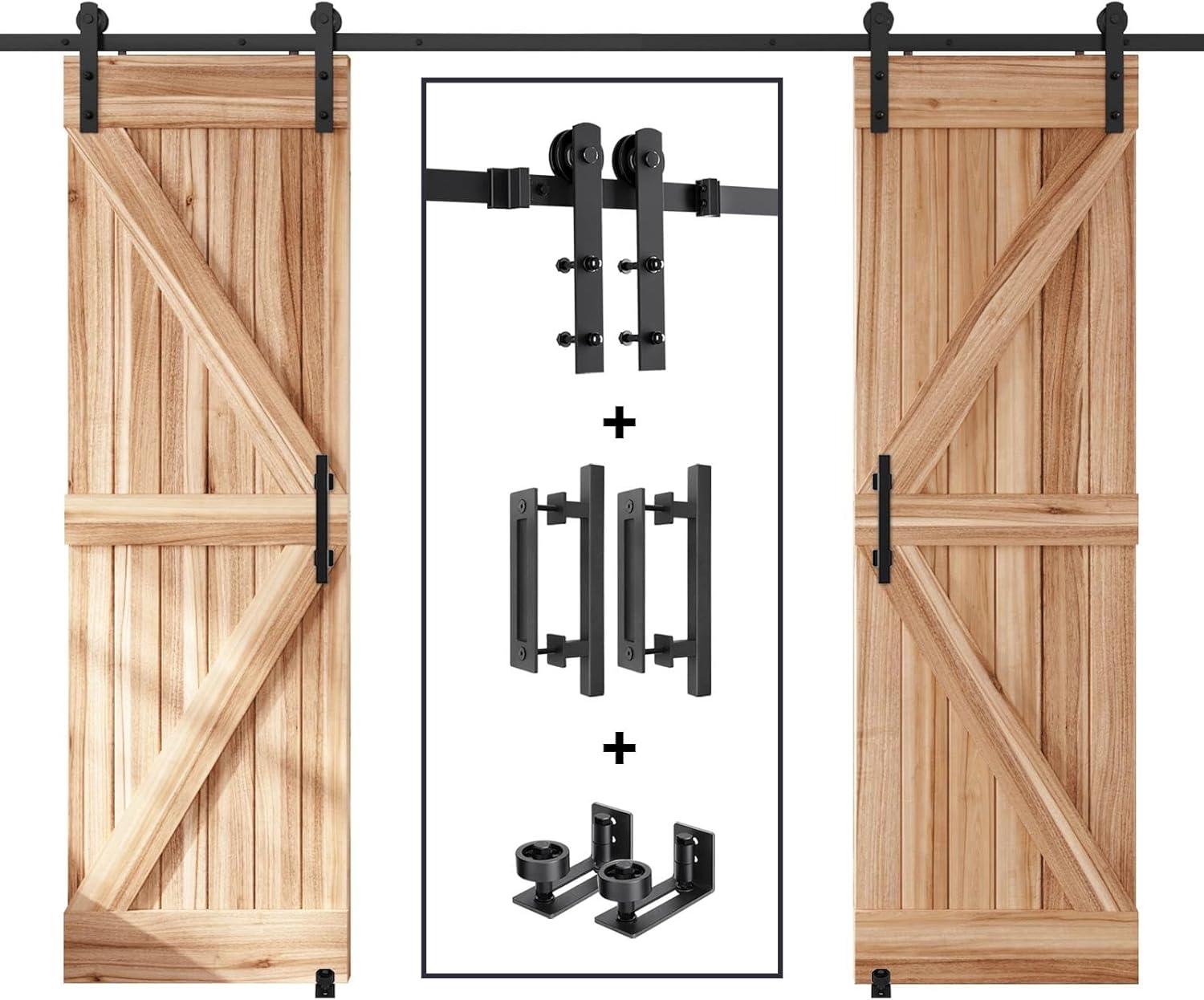 Heavy Duty Black Iron Sliding Barn Door Hardware Kit