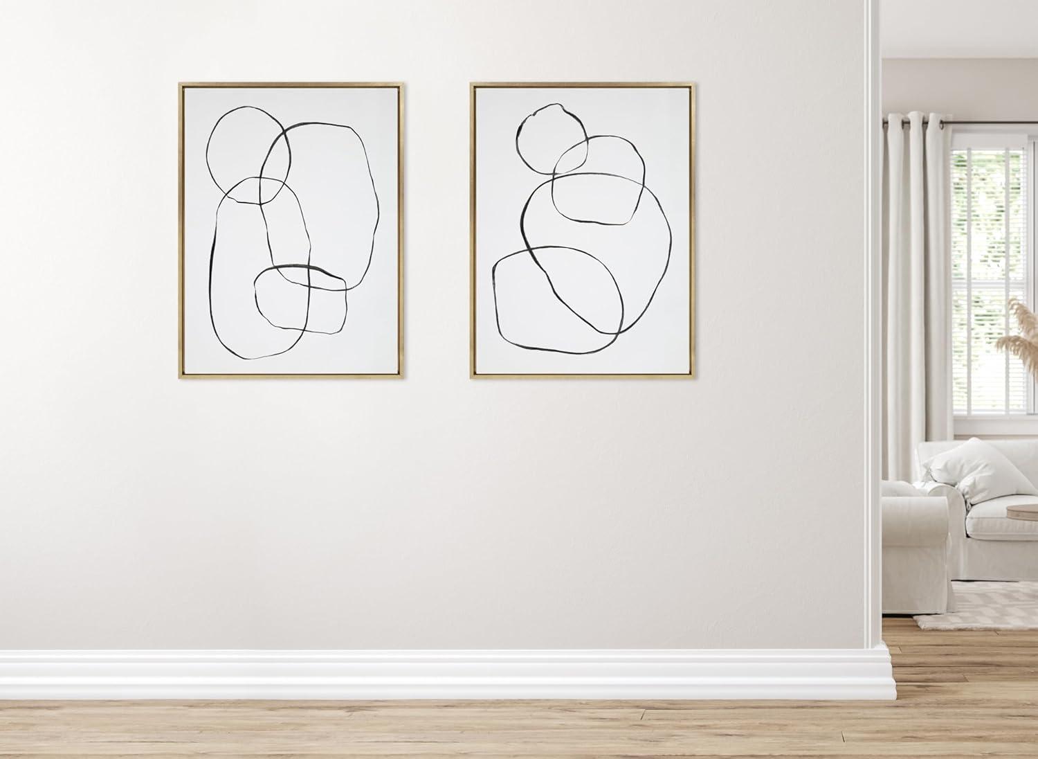 Kate & Laurel All Things Decor: 28"x38" Sylvie Abstract Canvas Art Set, Teju Reval Gold Frame