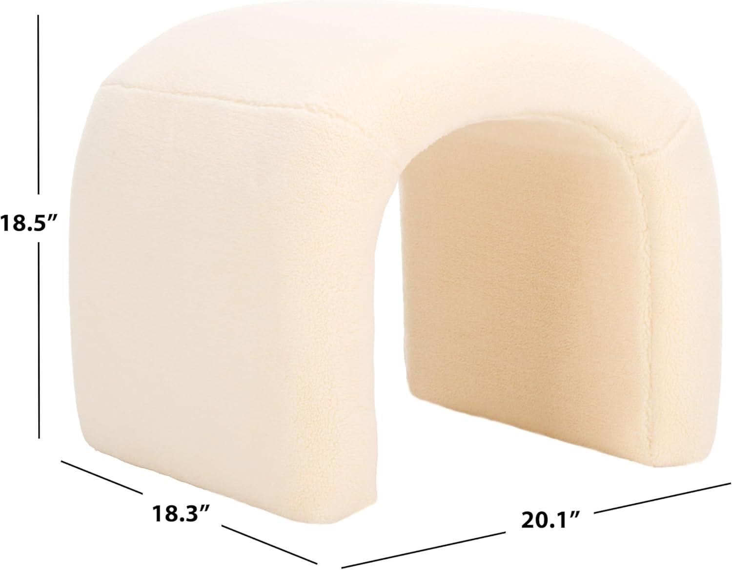 SAFAVIEH Kibo Modern Faux Shearling Ottoman, Cream