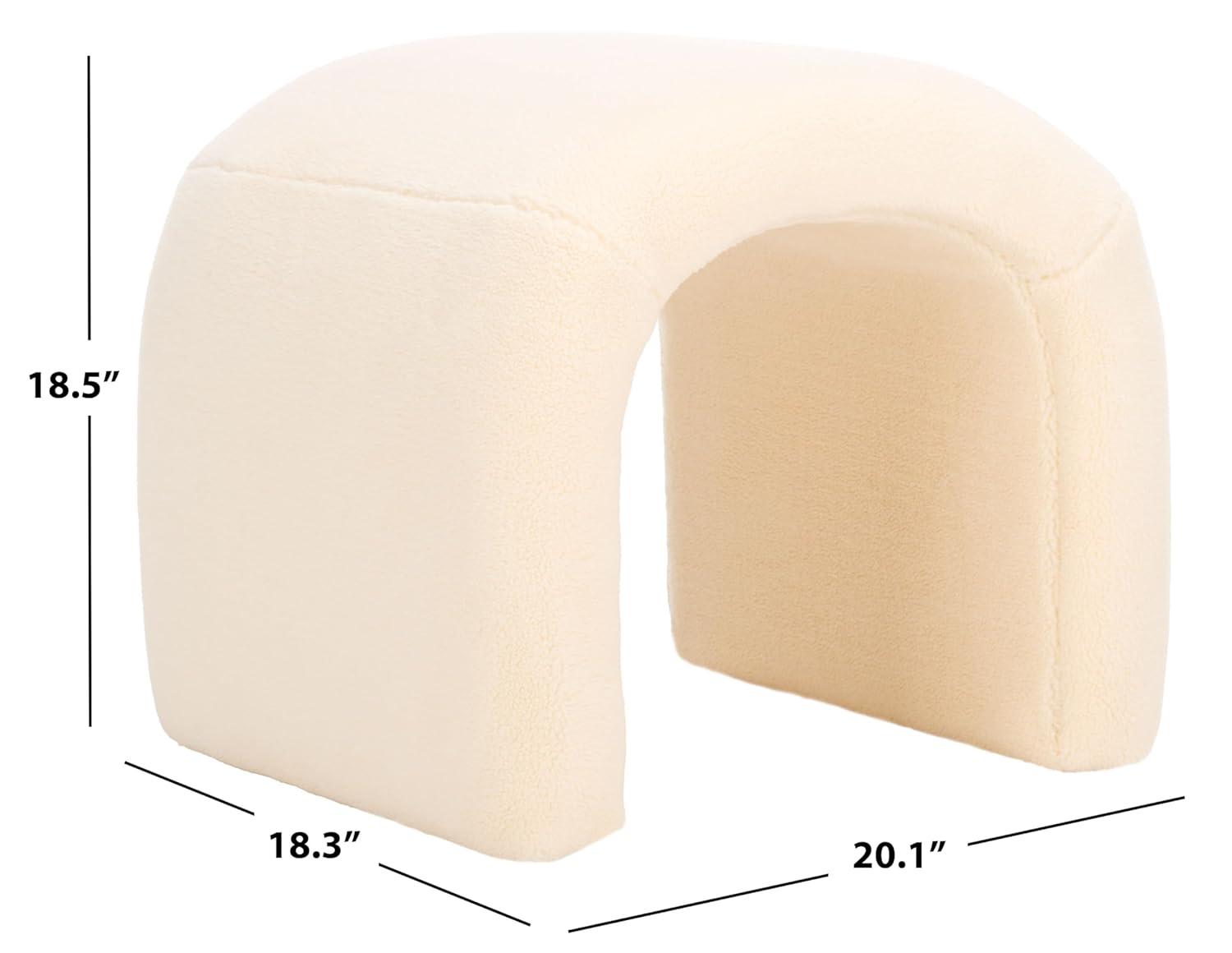 SAFAVIEH Kibo Modern Faux Shearling Ottoman, Cream