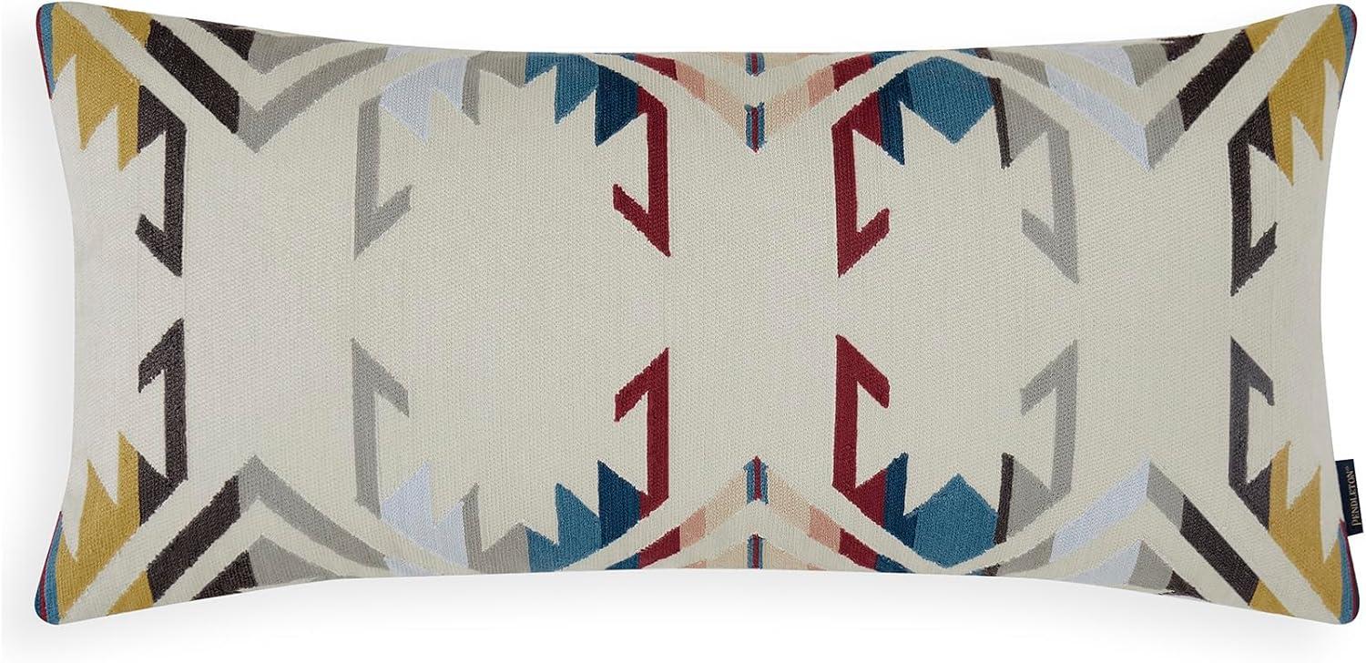 White Sands Embroidered Rectangular Cotton Throw Pillow