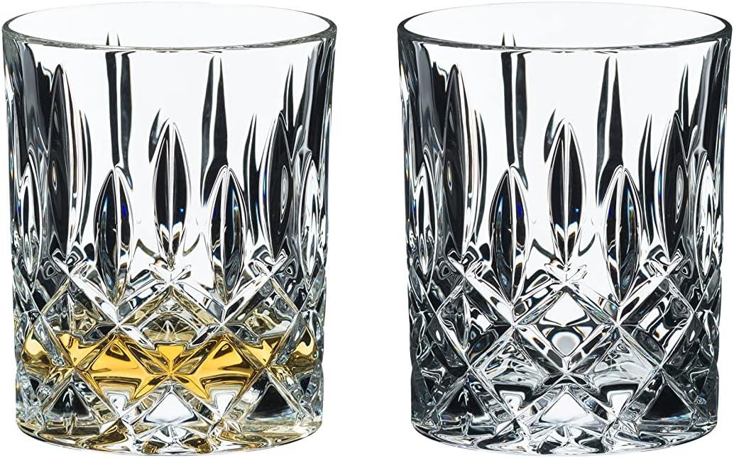 Crystal Cut Embellished Clear Whiskey Glass Set of 2