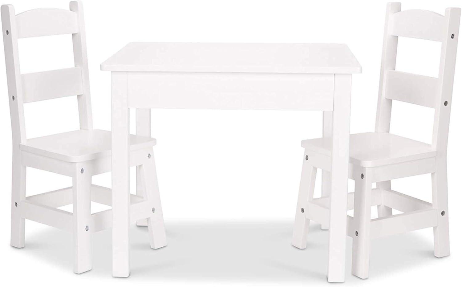 White Wooden Kids Table and Chairs Set