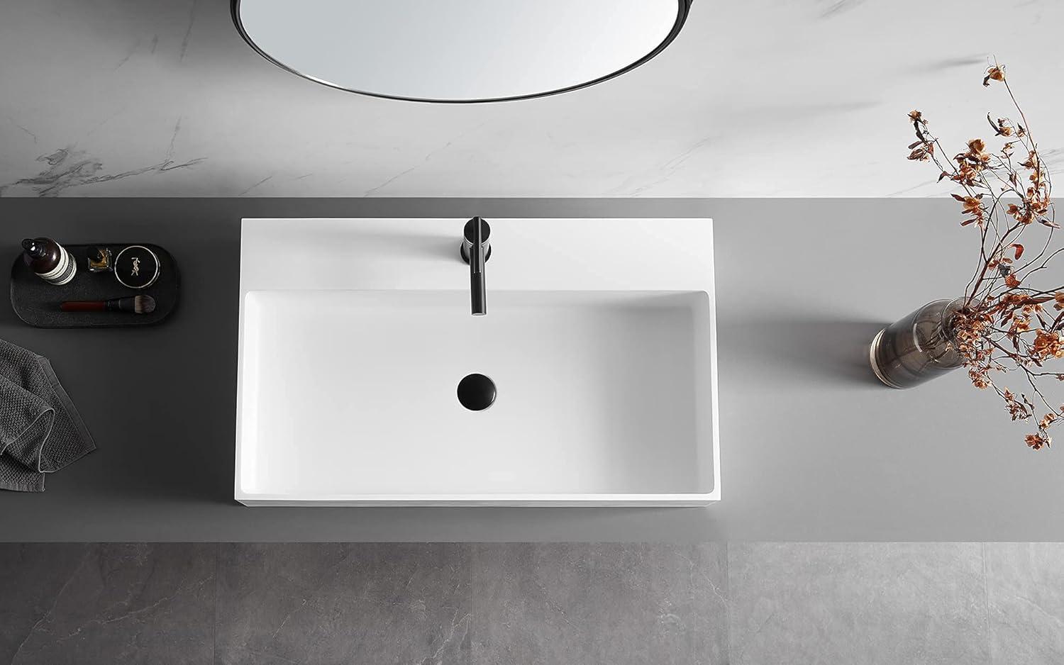 Serene Valley 18.9'' Solid Surface Square Bathroom Sink