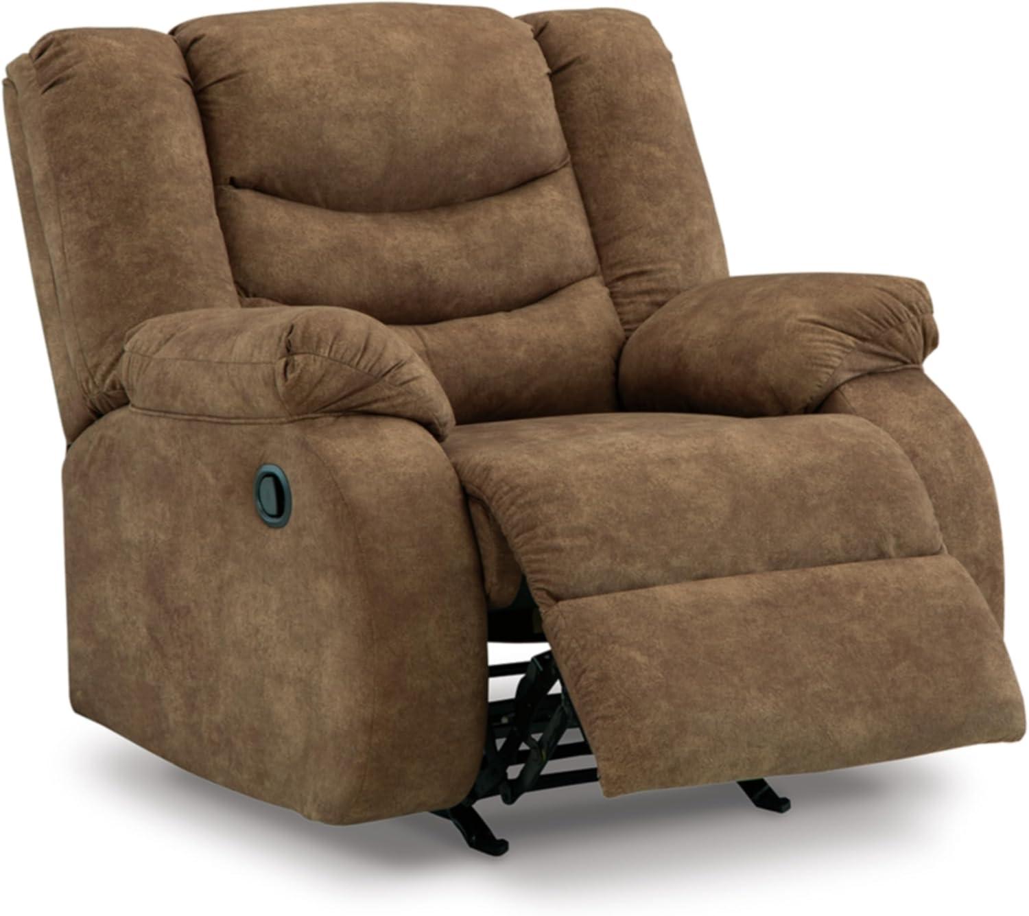 Contemporary Warm Brown Faux Leather Metal Recliner Chair