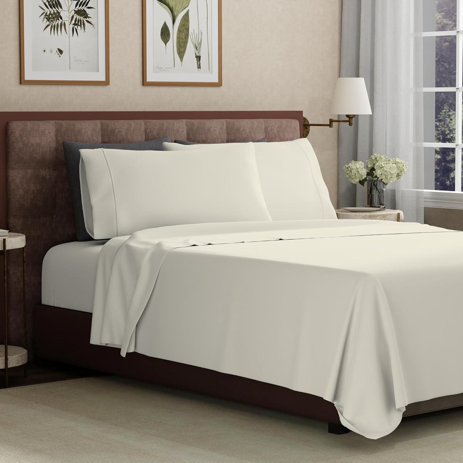 King Ivory 400 Thread Count Cotton Sateen Sheet Set