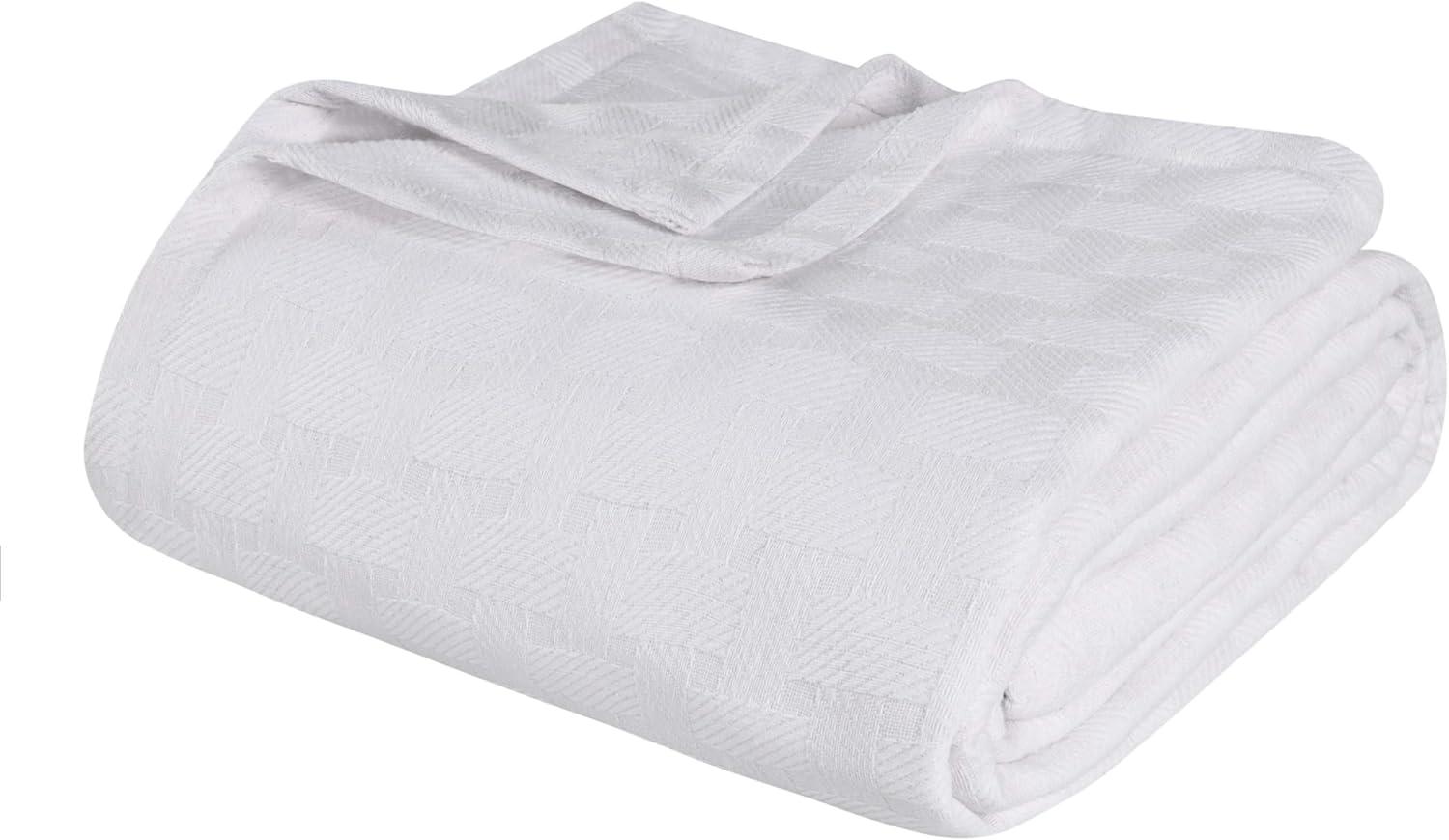 King White Cotton Reversible Electric Throw Blanket